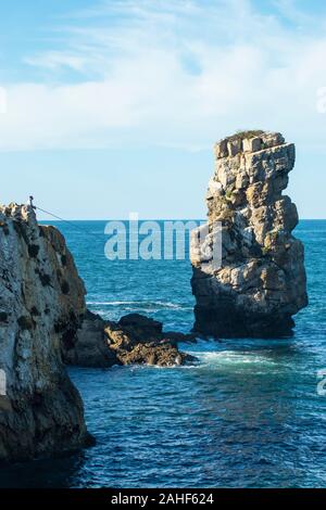 Meer Fischer bei Papoa Punkt Peniche Portugal Estremadura Stockfoto