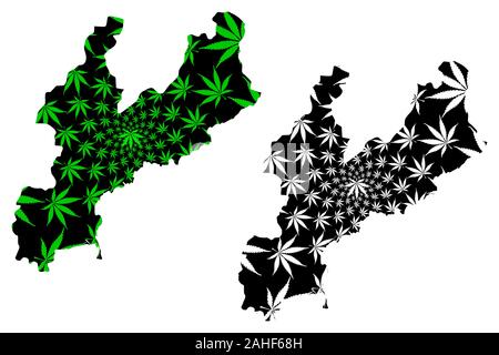 Provinzen Süd-Hamgyong Provinz (Demokratische Volksrepublik Korea, Demokratische Volksrepublik Korea, DPR Korea) Karte cannabis Blatt grün und schwarz ausgelegt ist, Hamgyongnamdo Karte gemacht Stock Vektor