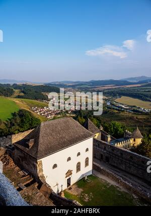 Schloss in Stara Lubovna, Erhöhte Ansicht, Presov Region, Slowakei Stockfoto