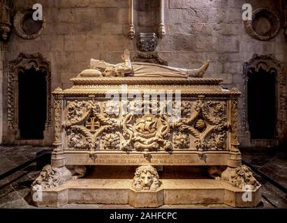 Vasco da Gama Grab, Kirche Santa Maria, Kloster Jeronimos, Belem, Lissabon, Portugal Stockfoto