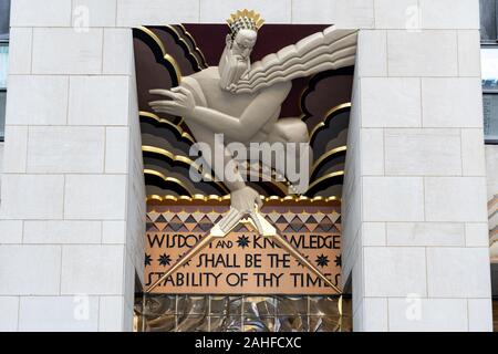 Weisheit im Rockefeller Center in New York City Stockfoto