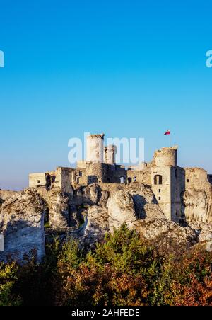 Ogrodzieniec Schloss, Podzamcze, Trail der Eagles' Nester, Krakow-Czestochowa Hochland oder polnischen Jurassic Highland, Woiwodschaft Schlesien, Polen Stockfoto