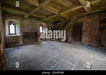 Tretower Gericht Innenraum, Powys, Wales, Großbritannien Stockfoto