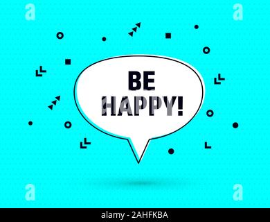 Happy Sprechblase banner pop art Memphis Style. Stock Vektor