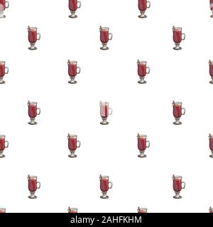 Helle Vektor essen Abbildung. Bunte Hand gezeichnet nahtlose Muster mit beliebten Getränken isoliert auf Weiss. Positive Art und Weise Stoff drucken. Polka Dot Stock Vektor