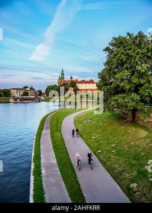 Wawal Hügel und die Weichsel, Krakau, Woiwodschaft Kleinpolen, Polen Stockfoto