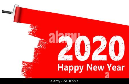 Rot gefärbten Farbroller Konzept für das Neue Jahr 2020 Stock Vektor