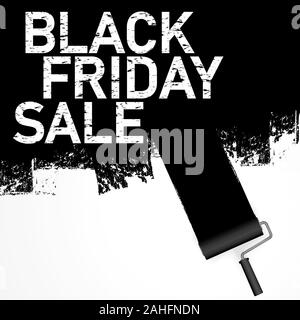 EPS 10 Vektor Datei Abbildung mit farbroller in dunkler Farbe Malerei text schwarzer Freitag Verkauf auf weißem Hintergrund Stock Vektor