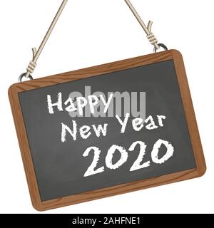 Grüße auf Schule Schiefer mit Text ein Frohes Neues Jahr 2020 Stock Vektor