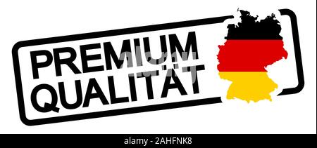 EPS 10 Vektor Datei Abbildung: Stempel mit Rahmen schwarz eingefärbt, Silhouette von Deutschland mit National Flagge Farben und Text in deutscher Sprache Premium Qualität Stock Vektor
