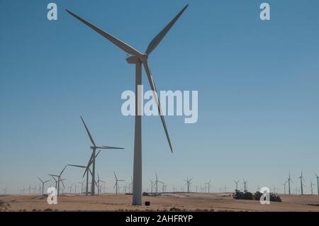 Windmühlen auf einen Windpark in Südkalifornien Stockfoto