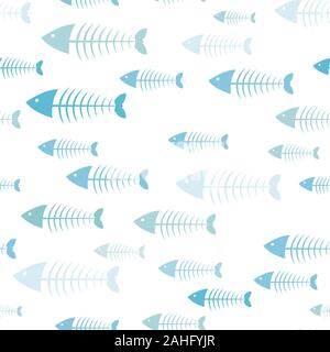 Fisch Hintergrund, Skelett Fisch, nahtlose Muster, Meer Farbe. Abstract Vector Illustration Stock Vektor