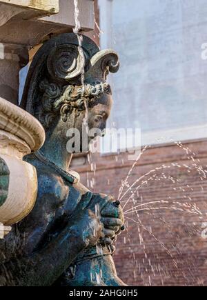 Neptunbrunnen, Detailansicht, Piazza del Nettuno, Bologna, Emilia-Romagna, Italien Stockfoto
