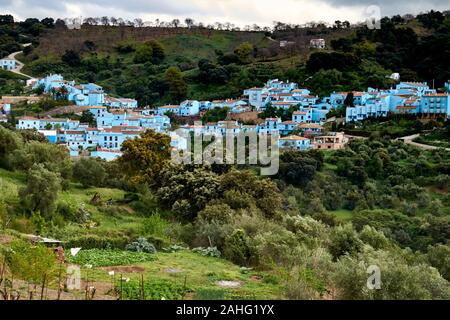 Das Dorf von Juzcar, Andalusien, Spanien, blau lackiert für Dreharbeiten ein Smurf Film Stockfoto