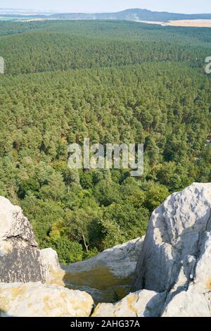 Blick von der Regenstein bei Blankenburg im Harz Vorland in Deutschland Stockfoto