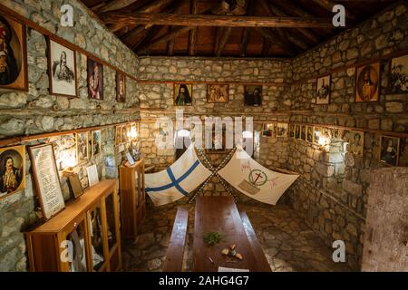 Foto von Ruinen von Kolokotronis home an Libovitsi, Arcadia. Die griechische und die herausragende Führer der griechischen Unabhängigkeitskrieg 1821 Stockfoto