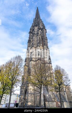 Neo-Gochic Stil St.-Nikolai-Kirche, die Kirche von St. Nicolas in Hamburg, Deutschland Stockfoto