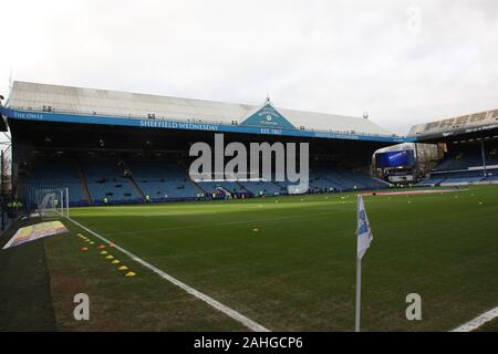 Sheffield, Yorkshire, Großbritannien. 22. Dezember, 2019. Ein Blick in Hillsborough Stadion, Heimat von Sheffield Wednesday FC. Stockfoto