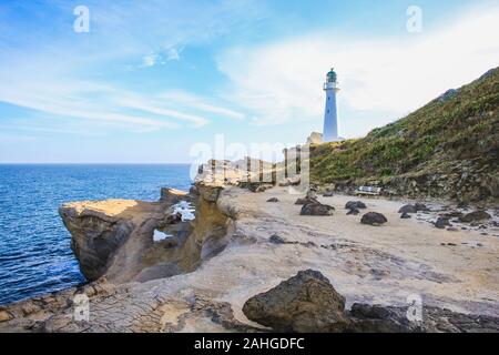 Castlepoint Leuchtturm, North Island, Neuseeland Stockfoto