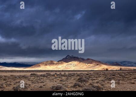 Schneesturm in der Wüste, Kalifornien, USA Stockfoto