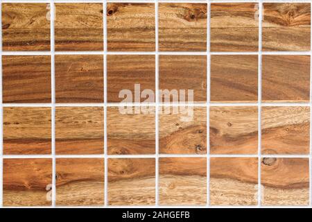 Sheesham sisu Holz Fliese mit 24 Plätzen in rechteckiger Form mit Weiß füllen Stockfoto