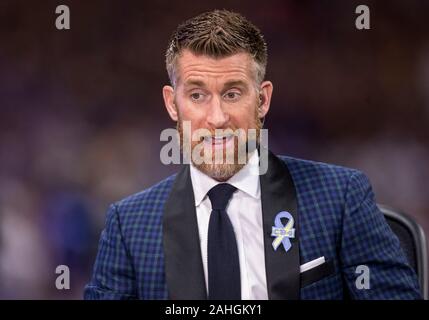 Atlanta, Georgia. 28 Dez, 2019. ESPN Netzwerk Persönlichkeit und Analyst Marty Smith vor der NCAA Football Spiel Action zwischen dem Oklahoma Sooners und die LSU Tiger Stadium bei Mercedes-Benz in Atlanta, Georgia. LSU besiegt Oklahoma 63-28. Johann Mersits/CSM/Alamy leben Nachrichten Stockfoto