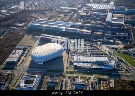 Luftbild, ISS Dome, multifunktionale Halle, Düsseldorf, Rheinland, Nordrhein-Westfalen, Deutschland, DE, DEG-Platz, Eishockey, Europa, Luftbild, Stockfoto