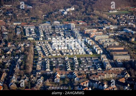 Luftbild, Wohnanlagen, neue Entwicklung Bereich Gartenstadt Reitzenstein, Standort der ehemaligen Reitzenstein Kaserne, Düsseldorf, Rheinland, Nort Stockfoto