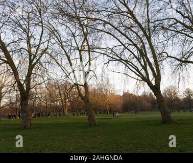 Greenwich Park mit alten Royal Observatory im Winter Stockfoto