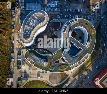 Luftbild, Medienhafen, trivago N.V. Hotel suchen, Düsseldorf, Rheinland, Nordrhein-Westfalen, Deutschland, Am Handelshafen, Bürogebäude, offi Stockfoto