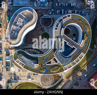 Luftbild, Medienhafen, trivago N.V. Hotel suchen, Düsseldorf, Rheinland, Nordrhein-Westfalen, Deutschland, Am Handelshafen, Bürogebäude, offi Stockfoto