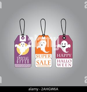 Halloween Verkauf vector Pack Design mit Schriftzug und Urlaub Symbole. Gut für Banner, Gutschein, Angebot, Gutschein, urlaub Verkauf. Stock Vektor