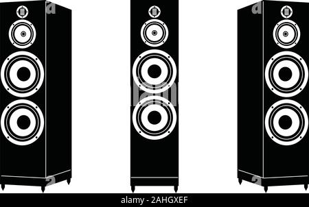 Lautsprechersymbole festgelegt. Standlautsprecher. Silhouettenvektor Stock Vektor