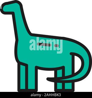 Brachiosaurus, Brontosaurus, Dinosaurier, prähistorischen Ära flachbild Color Line Symbol. Stock Vektor