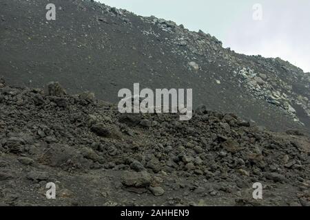 Hintergrund der Steine auf den schwarzen Boden der Lava einen Vulkan Ätna Stockfoto