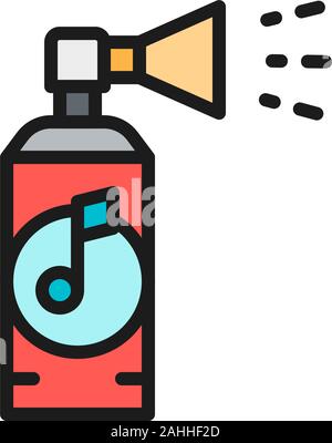 Vuvuzela, sport Trompete flachbild Color Line Symbol. Auf weissem Hintergrund Stock Vektor