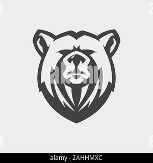 Tragen Kopf Maskottchen Vektor für Emblem Design mit Farbe grau. Wild animal Silhouette von Kopf Bär für Element Design. Vector Illustration EPS 8 EPS. 10 Stock Vektor