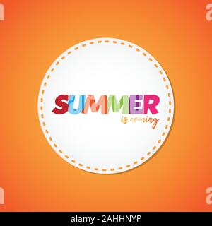 Einfache bunte Wort Sommer kommt auf dem orangen Hintergrund. Wort der Sommer kommt für Element Design. Vector Illustration EPS 8 EPS. 10 Stock Vektor