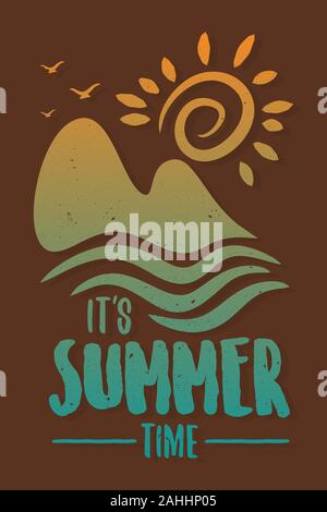 Sommer schreiben Zeit vektor Konzept Design mit Grafik Landschaft tropisch. Vintage schreiben Sommer für Element Design. Vector Illustration EPS 8 EPS Stock Vektor
