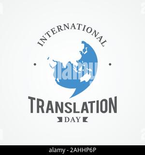 Design-Emblem International Translation Day Vektorbild. Urlaub in der Welt der internationalen Übersetzung. Vektorgrafik EPS.8 EPS.10 Stock Vektor