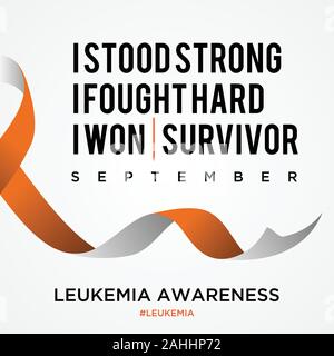 Zitat Leukämie Krebs Bewusstsein Hintergrund mit Band im flachen Stil. Welt Leukämie Krebs tag Bewusstsein Poster. Vector Illustration EPS 8 EPS. 10 Stock Vektor