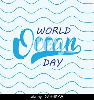Abstrakte Wort schreiben World Ocean day Mit line-Welle. Tag der Umwelt element Design. Vector Illustration EPS 8 EPS. 10 Stock Vektor