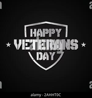 Happy Veterans Day Konzept Hintergrund mit Schild und Sterne. Abbildung: Happy Veterans Day vektor Konzept Hintergrund für Web Design. Vektor illus Stock Vektor