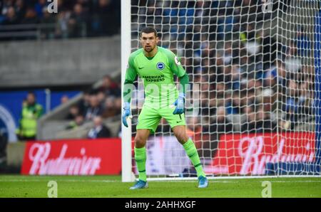 Mathew Ryan von Brighton während des Spiels der Premier League zwischen Brighton und Hove Albion und AFC Bournemouth im Amex Stadium Brighton, Großbritannien - 28. Dezember 2019 - nur zur Verwendung mit Photo Simon Dack/Tele Images Editorial. Kein Merchandising. Für Fußballbilder gelten Einschränkungen für FA und Premier League. Keine Nutzung von Internet/Mobilgeräten ohne FAPL-Lizenz. Weitere Informationen erhalten Sie von Football Dataco Stockfoto