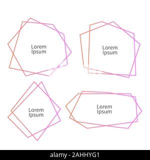 Rahmen für Hochzeit invitattion, einfache geometrische pologonal Grenzen, von abstrakten Bildern, Kristall, moderne Banner gesetzt, rosa Gradient vector Elemente Stock Vektor