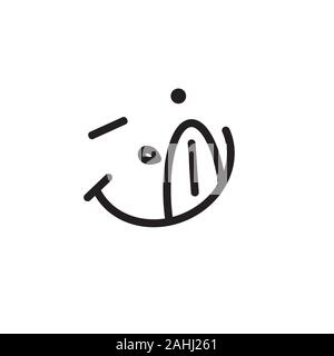 Hungrig Smiley mit Zunge und Speichel, yum Emoji, leckeres Essen, Vektor icon Stock Vektor