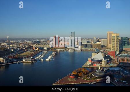Baltimore Waterfront und malerischen Blick über den Inneren Hafen Bereich Stockfoto