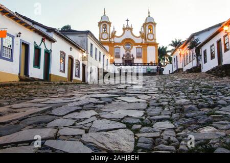 Kirche von Santo Antonio in der Stadt Tiradentes MG, Aussicht bei Sonnenuntergang, Nachmittag Stockfoto