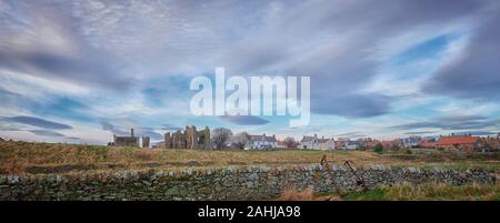 Die Insel von Lindisfarne, die heilige Insel an der Küste von Northumberland. England, UK, GB. Stockfoto
