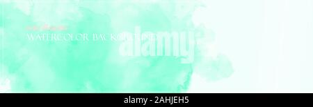 Grüne Minze Aquarell Hintergrund. Bunte Textur Banner mit kostenlosen Speicherplatz für Ihre Grafik oder Text. Vektor Illustrator. Ethereal Farben. Stock Vektor